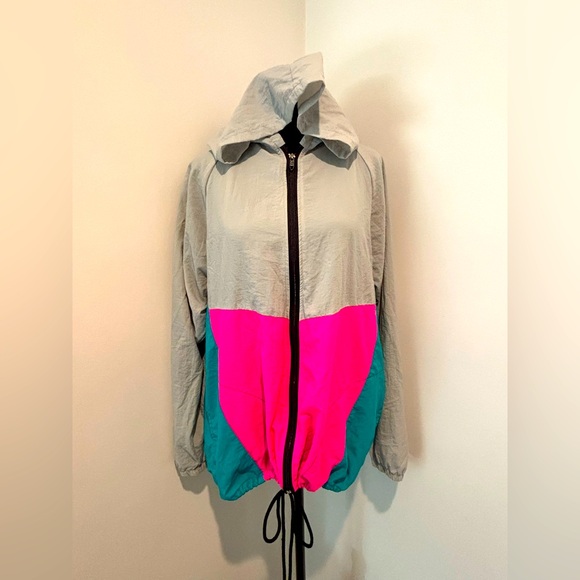The Unbranded Brand Other - BEST OF TIMES Vintage Cotapaxi Like Neon Colorblock Hooded Zip Windbreaker M
